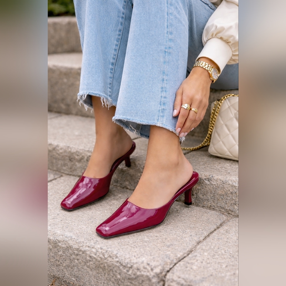 Jeffrey Campbell Red Esmerelda Square Toe Mule